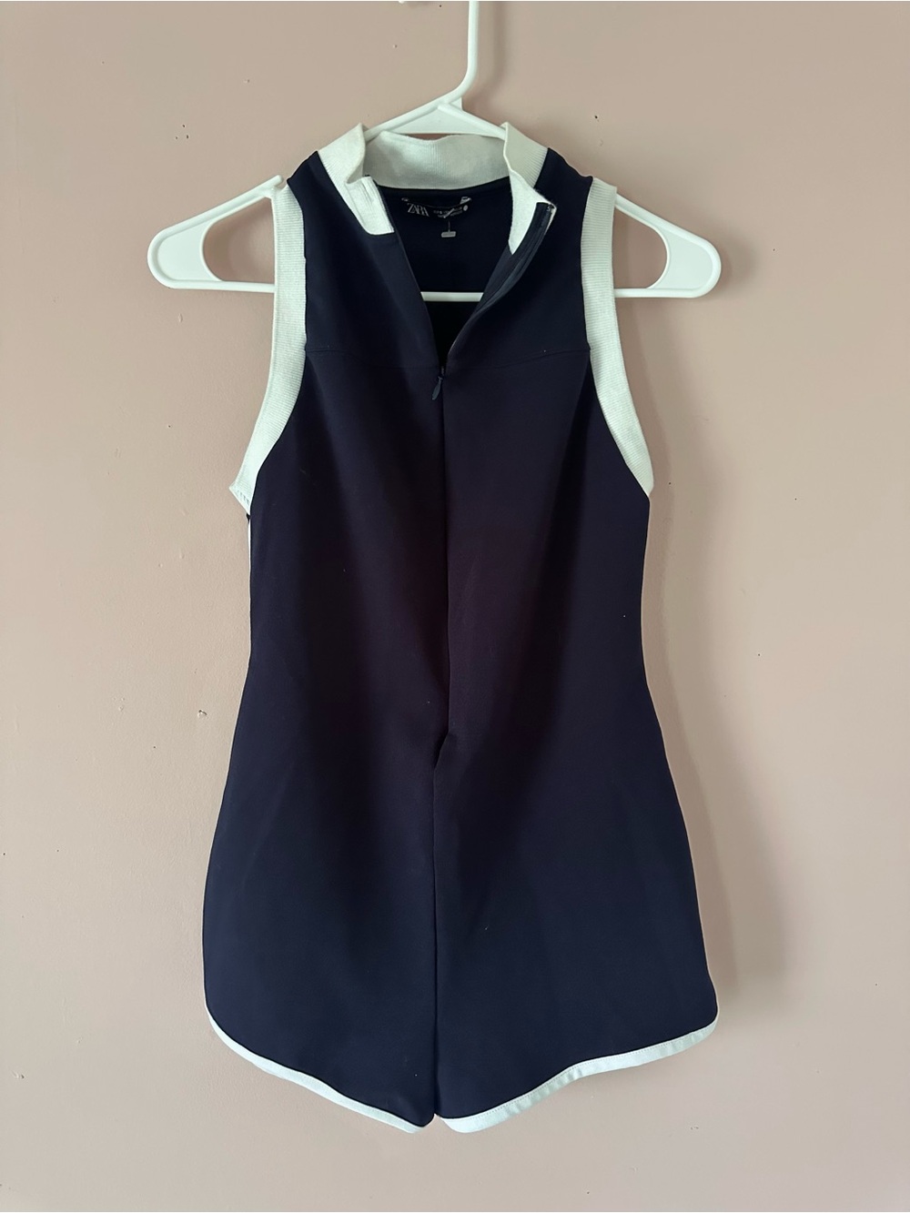 Zara Navy Blue/ White Sleeveless Romper